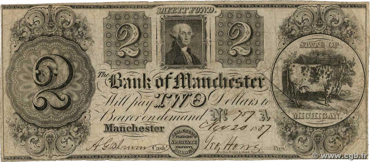 2 Dollars Annulé UNITED STATES OF AMERICA Manchester 1837  G