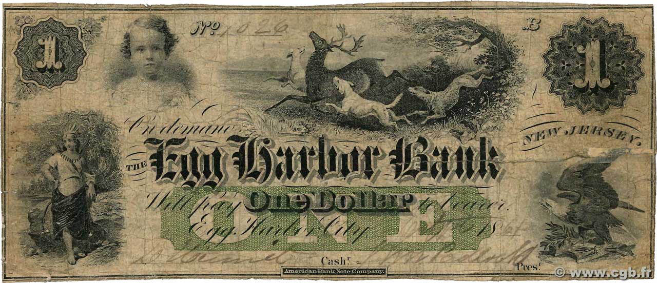 1 Dollar STATI UNITI D AMERICA Egg Harbor 1861  q.MB