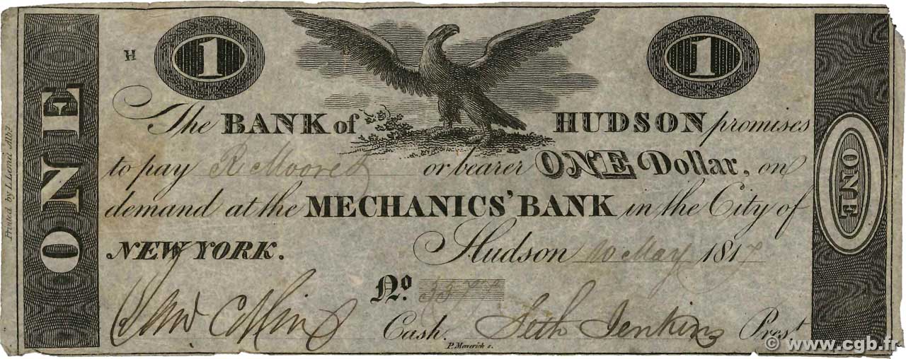 1 Dollar ÉTATS-UNIS D AMÉRIQUE Hudson 1817  TB+