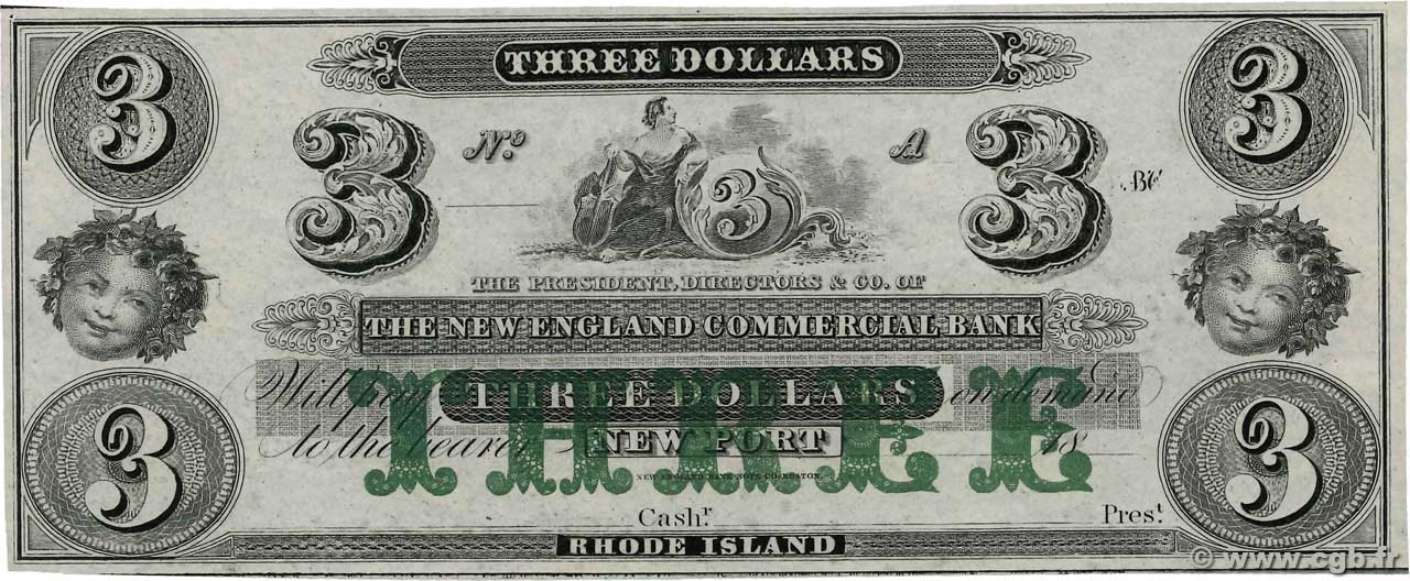 3 Dollars Non émis STATI UNITI D AMERICA Newport 1872  q.FDC