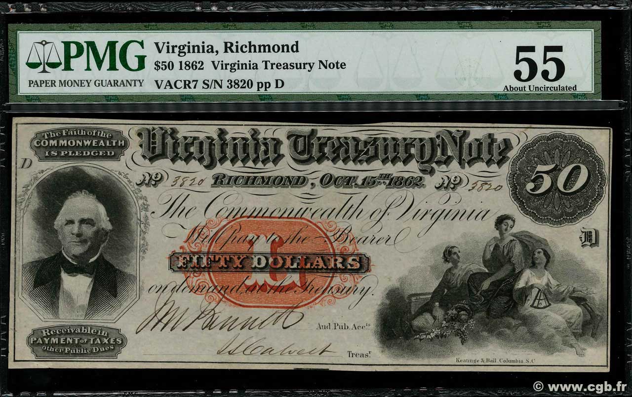 50 Dollars STATI UNITI D AMERICA Richmond 1862 PS.3684 SPL