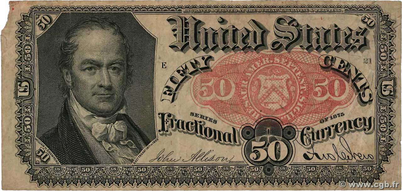 50 Cents STATI UNITI D AMERICA  1875 P.124 BB