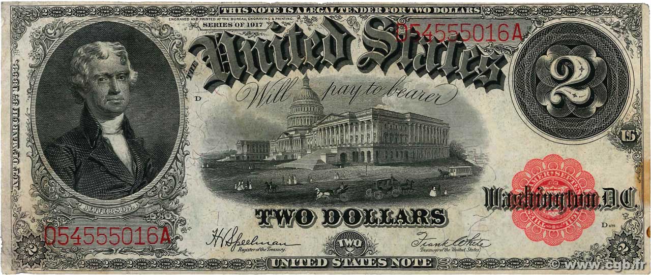 2 Dollars ÉTATS-UNIS D AMÉRIQUE  1917 P.188 TTB+