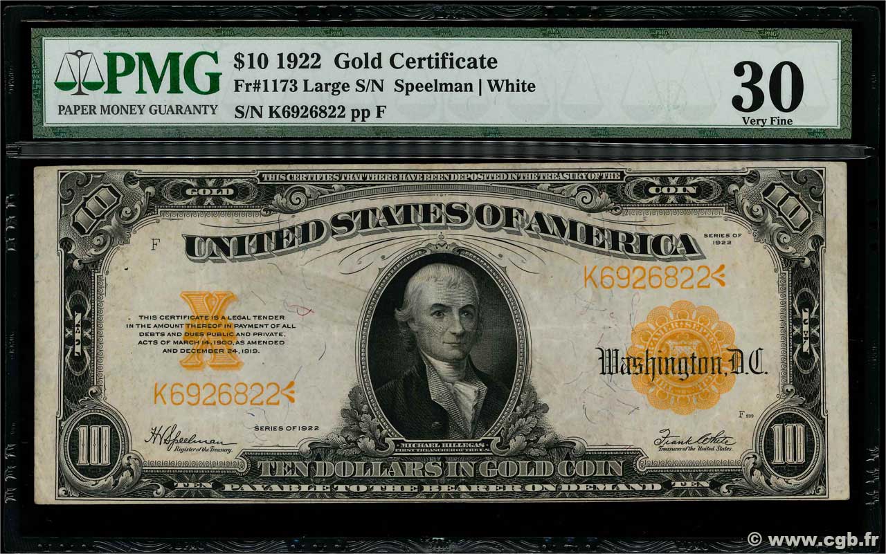 10 Dollars UNITED STATES OF AMERICA  1922 P.274 VF-