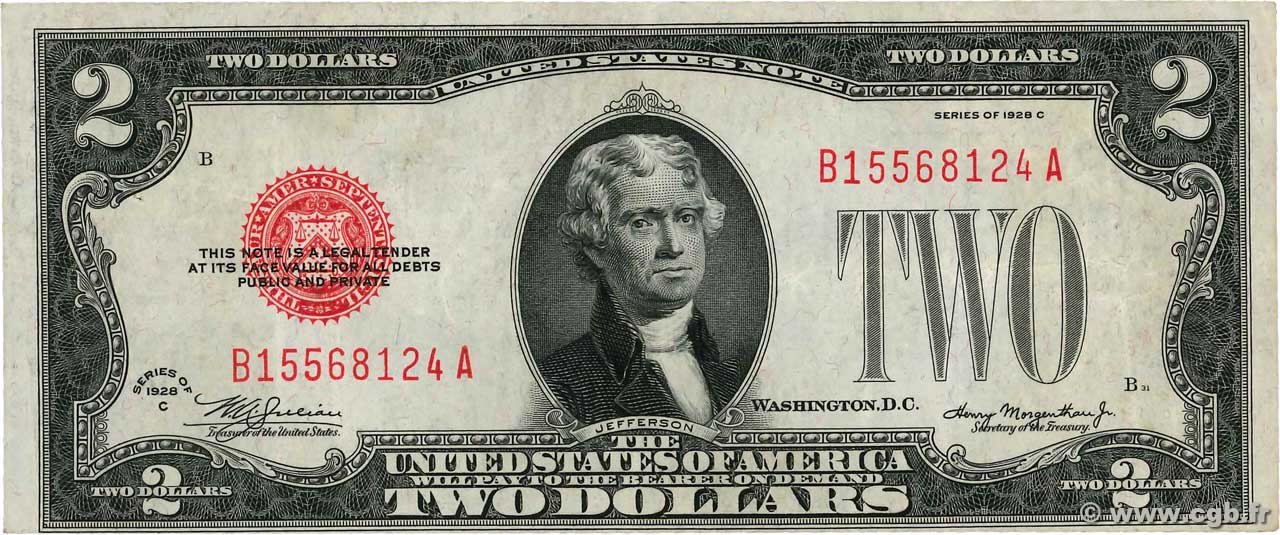 2 Dollars VEREINIGTE STAATEN VON AMERIKA  1928 P.378c fVZ