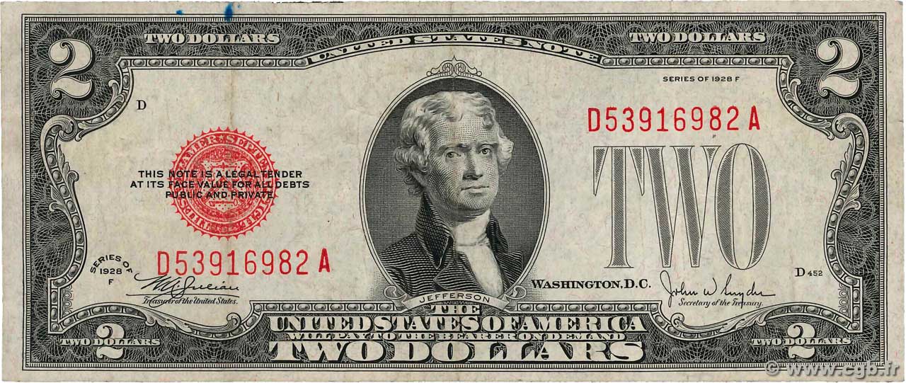 2 Dollars ÉTATS-UNIS D AMÉRIQUE  1928 P.378f TTB