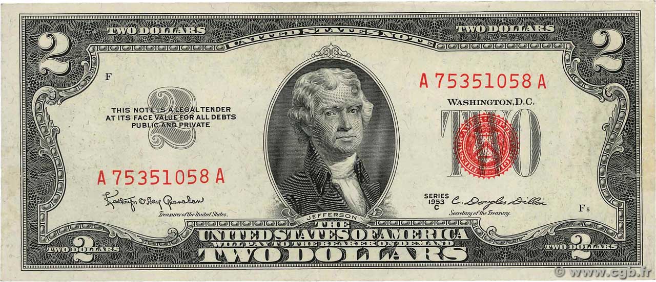 2 Dollars ESTADOS UNIDOS DE AMÉRICA  1953 P.380c MBC+