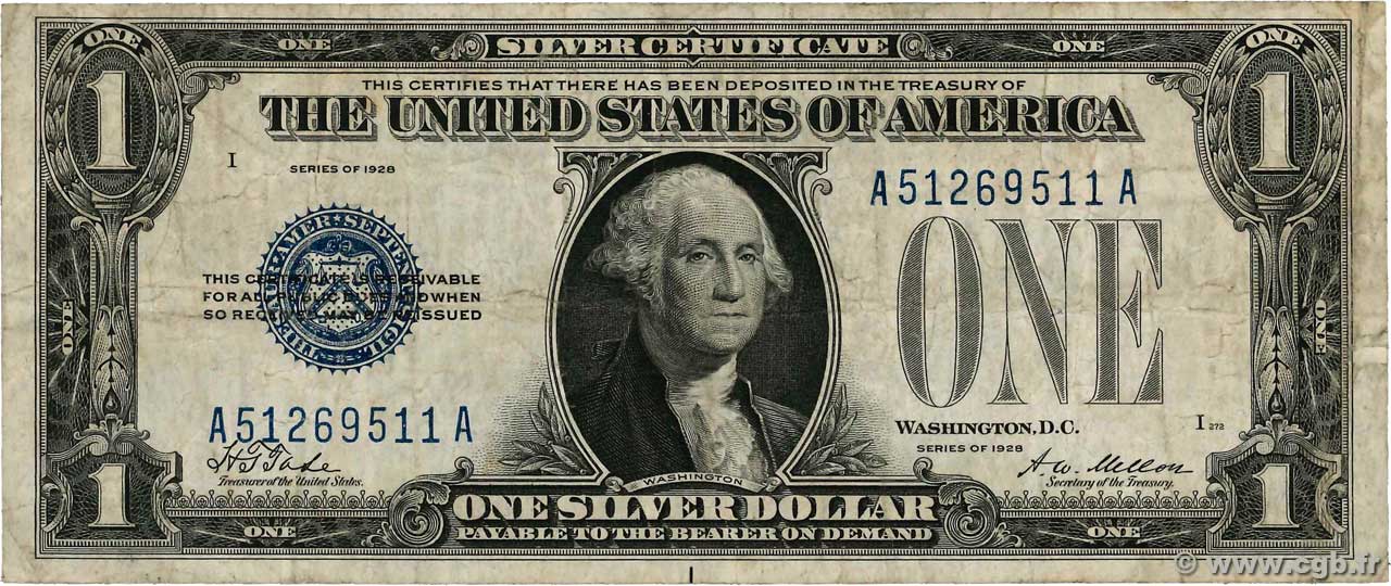 1 Dollar UNITED STATES OF AMERICA  1928 P.412 F