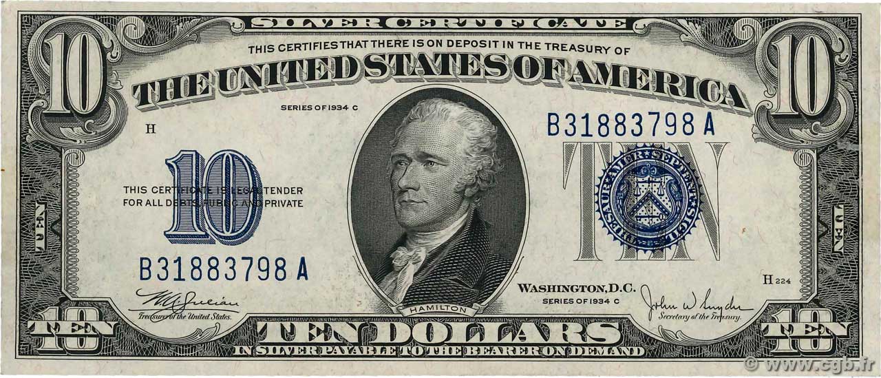10 Dollars ÉTATS-UNIS D AMÉRIQUE  1934 P.415c SUP