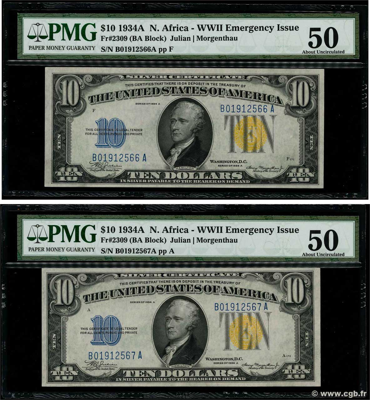 10 Dollars Consécutifs VEREINIGTE STAATEN VON AMERIKA  1934 P.415Y VZ+