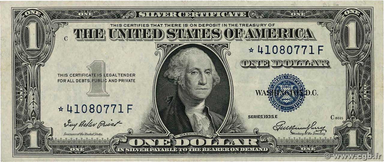 1 Dollar STATI UNITI D AMERICA  1935 P.416D2e q.SPL