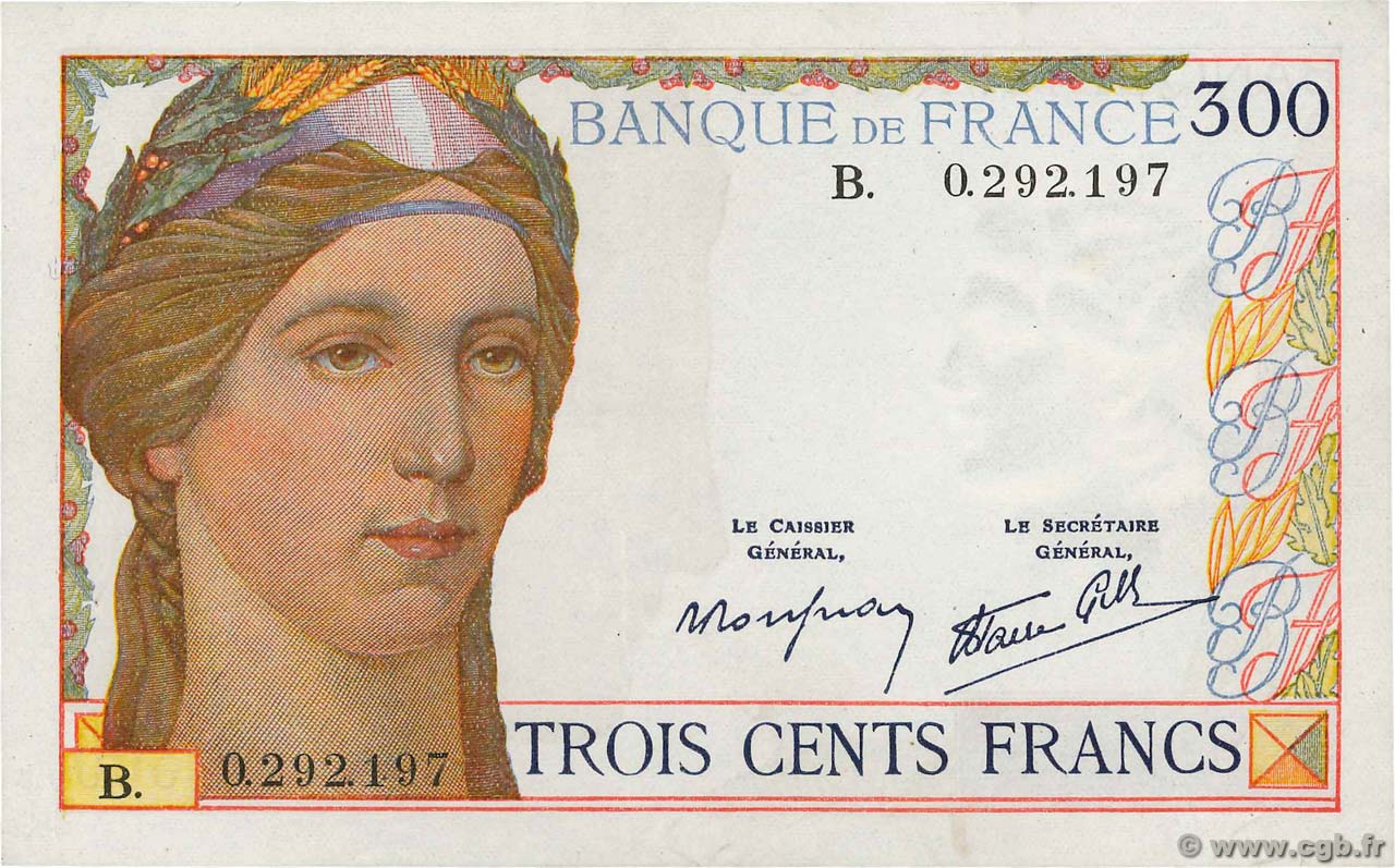 300 Francs FRANCE  1938 F.29.01 XF+