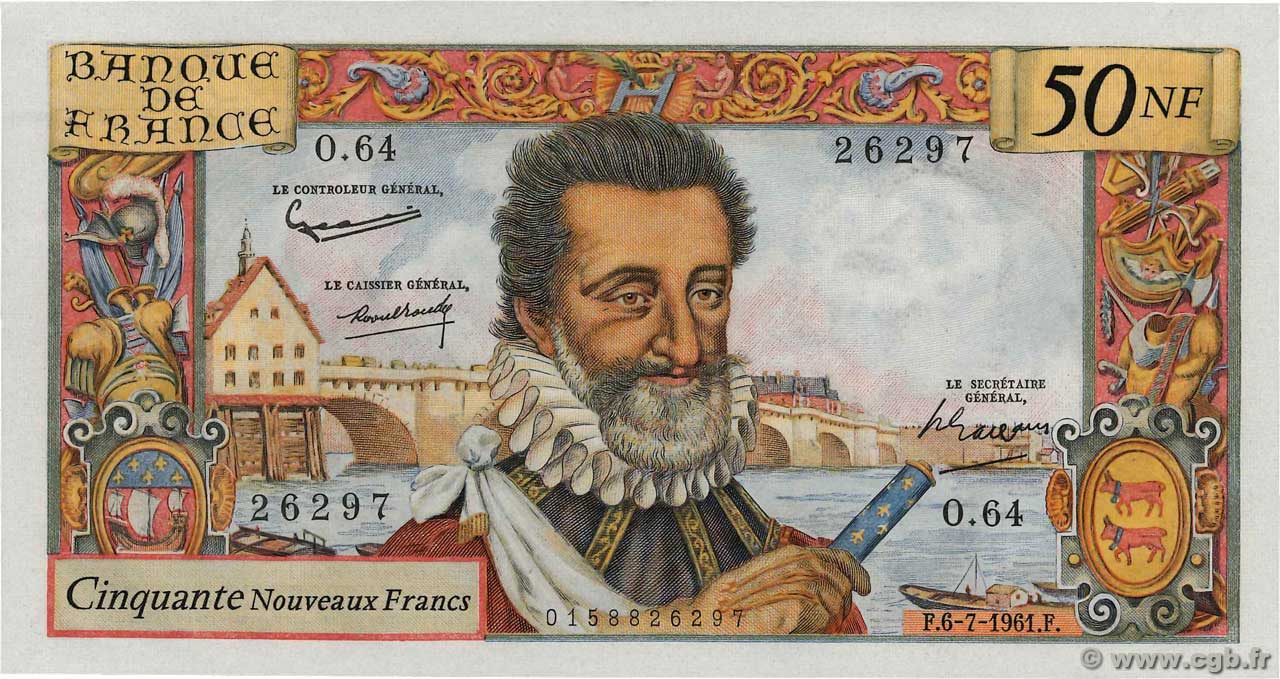 50 Nouveaux Francs HENRI IV FRANCE  1961 F.58.06 AU