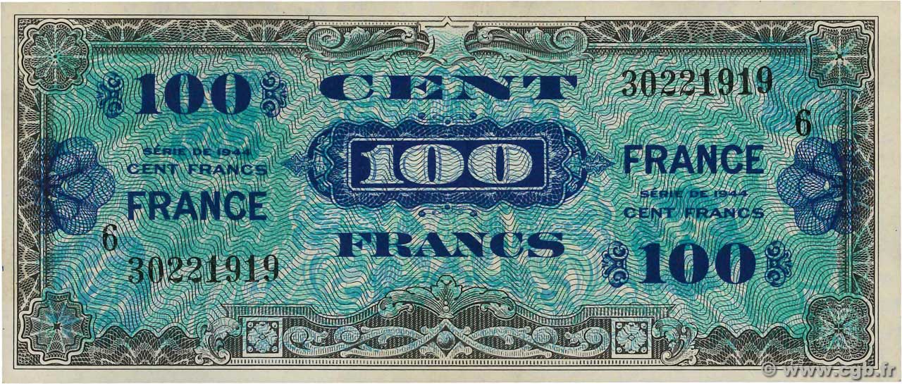 100 Francs FRANCE FRANKREICH  1945 VF.25.06 fST