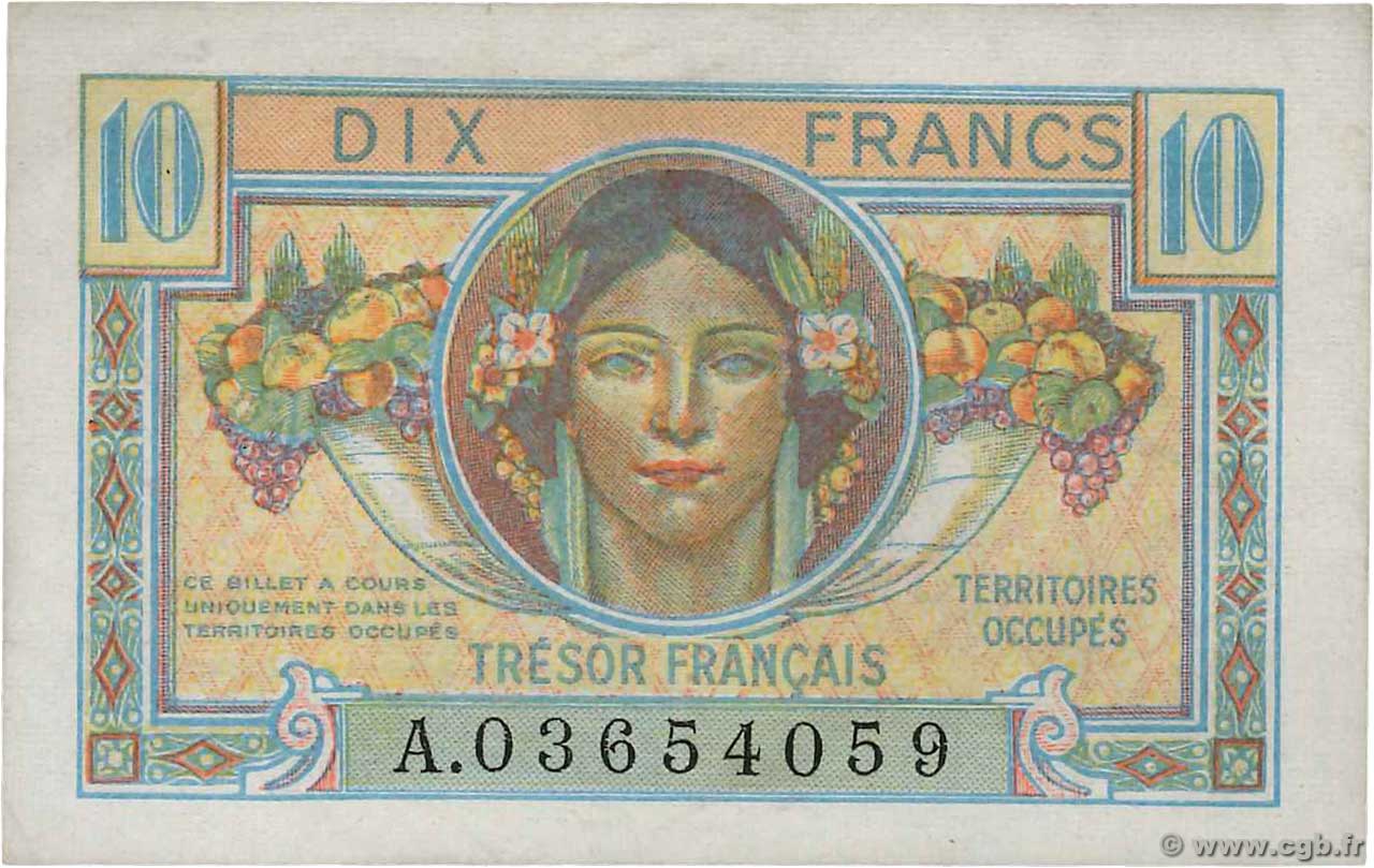 10 Francs TRÉSOR FRANÇAIS FRANCIA  1947 VF.30.01 EBC