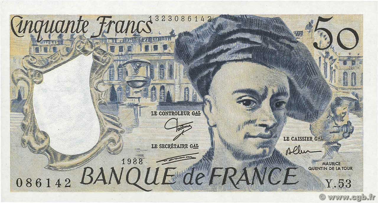 50 Francs QUENTIN DE LA TOUR Faux FRANCIA  1988 F.67.14x FDC