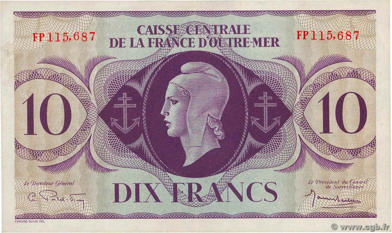 10 Francs AFRIQUE ÉQUATORIALE FRANÇAISE  1943 P.16b pr.SPL
