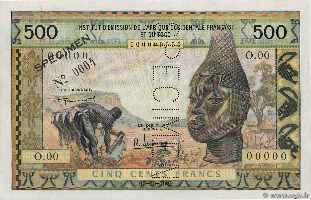 500 Francs Spécimen AFRIQUE OCCIDENTALE FRANÇAISE (1895-1958)  1956 P.47s SPL+
