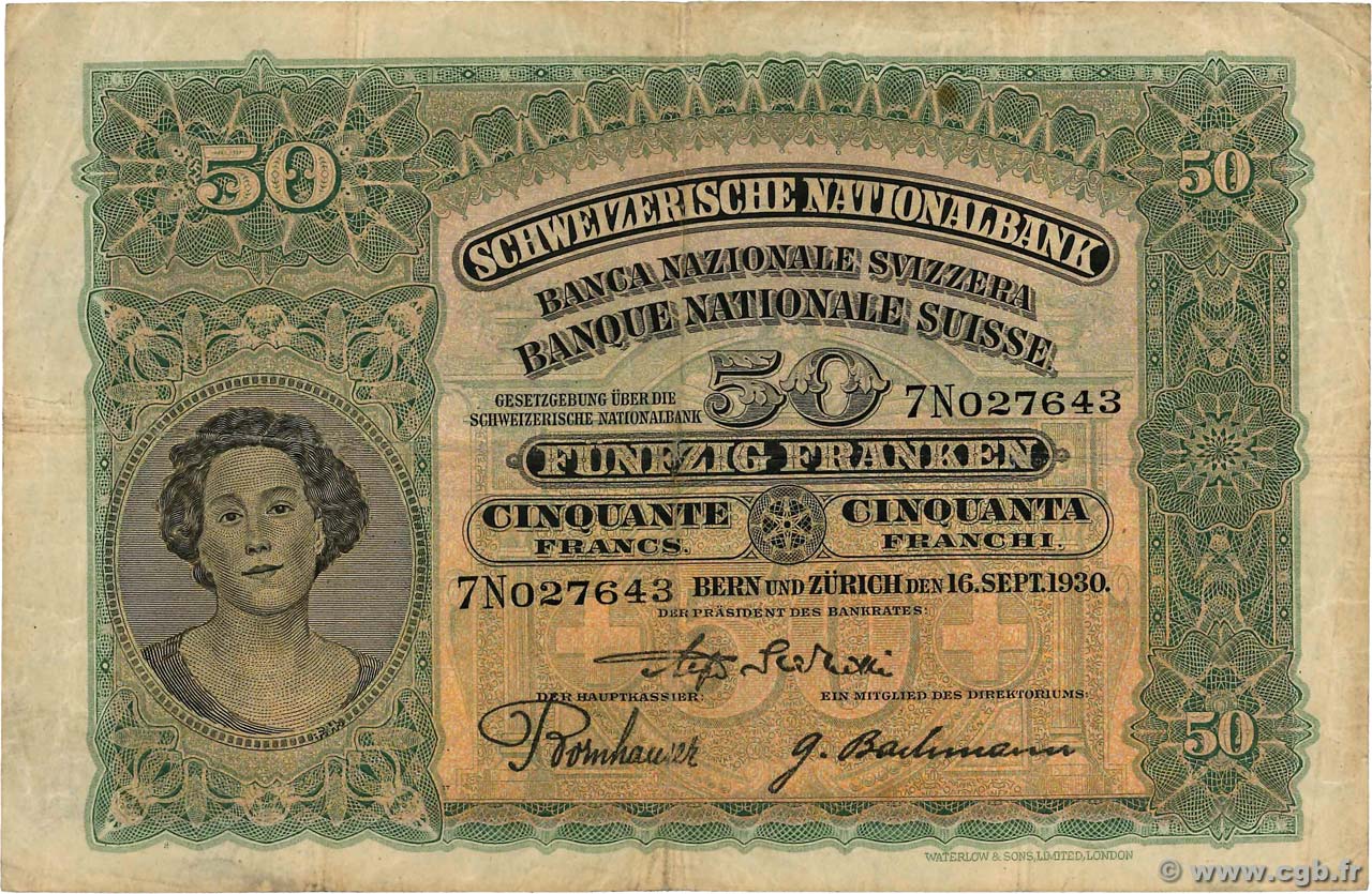 50 Francs SUISSE  1930 P.34e S