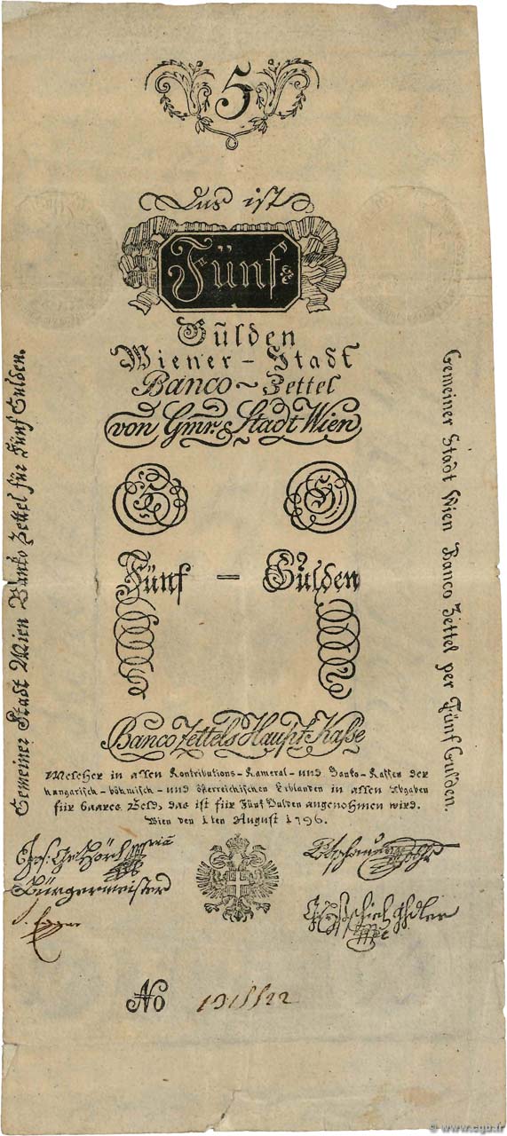 5 Gulden AUSTRIA  1796 P.A022a BC+