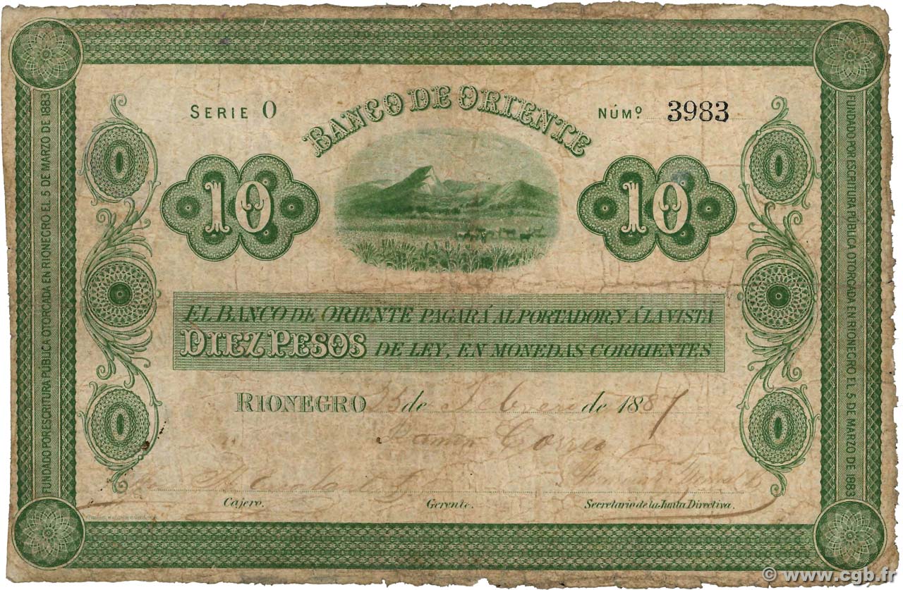10 Pesos COLOMBIA  1900 PS.0699 q.MB