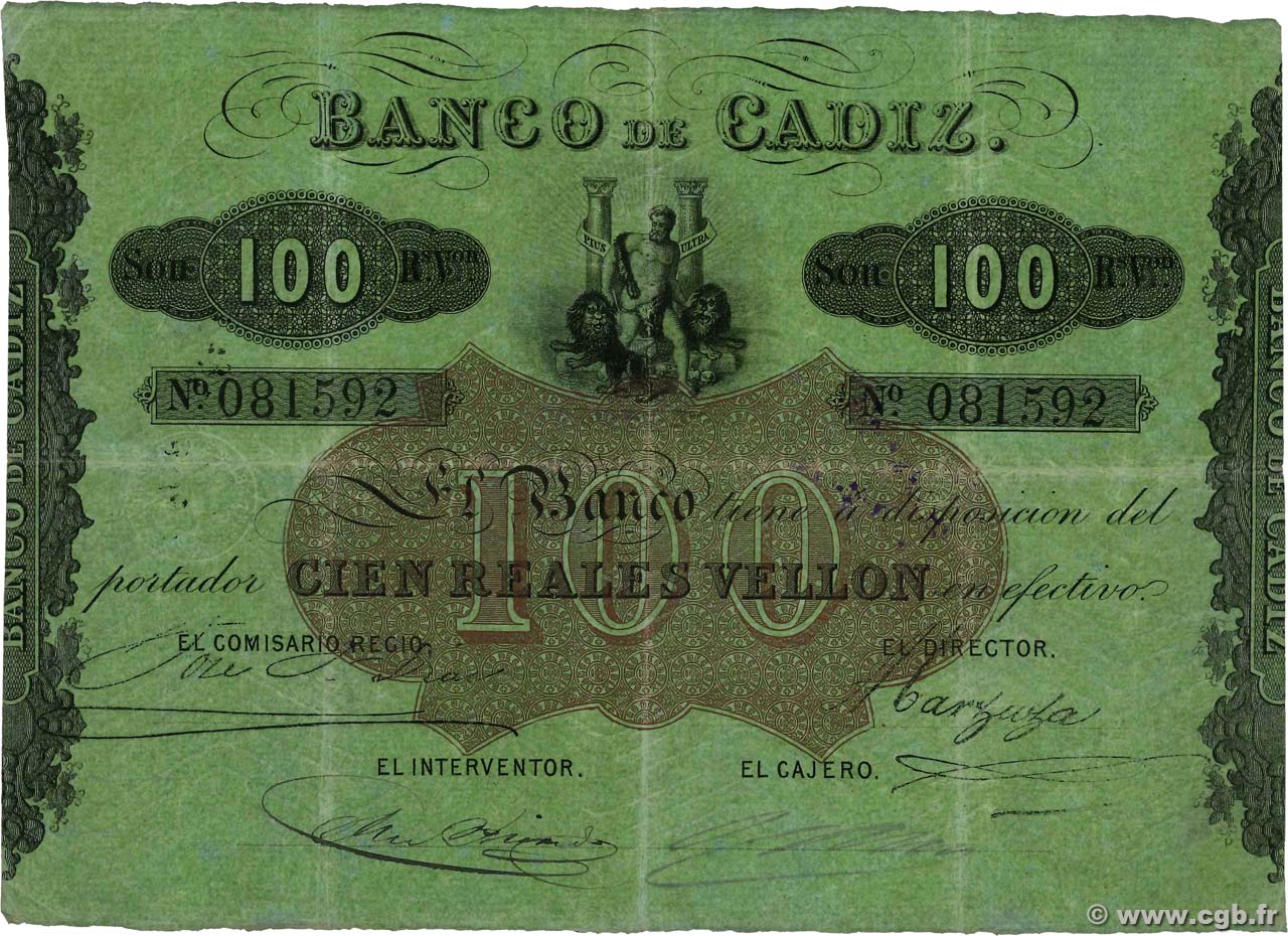 100 Reales De Vellon SPANIEN  1863 PS.291 S
