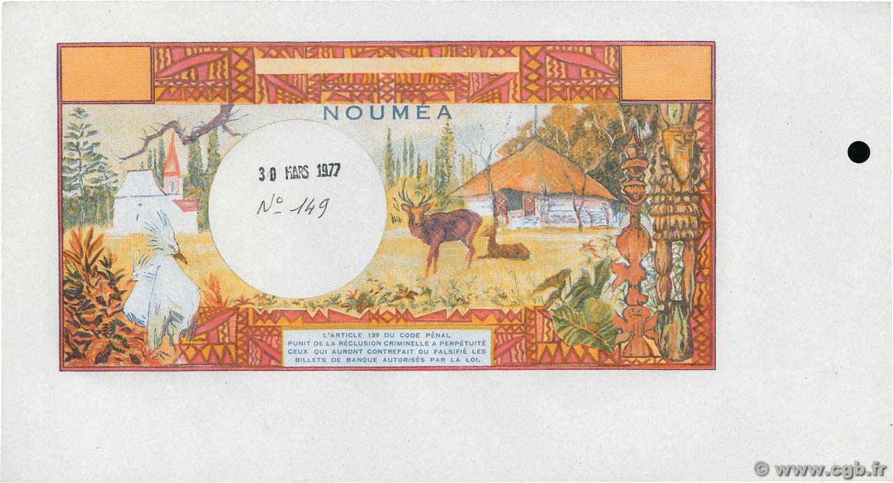 1000 Francs Épreuve NOUVELLE CALÉDONIE  1977 P.64s fST