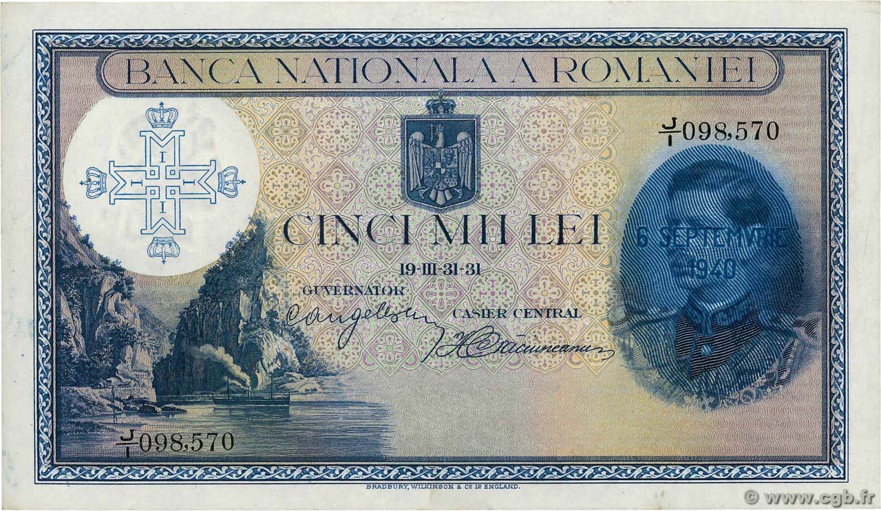 5000 Lei RUMANIA  1940 P.048b MBC+