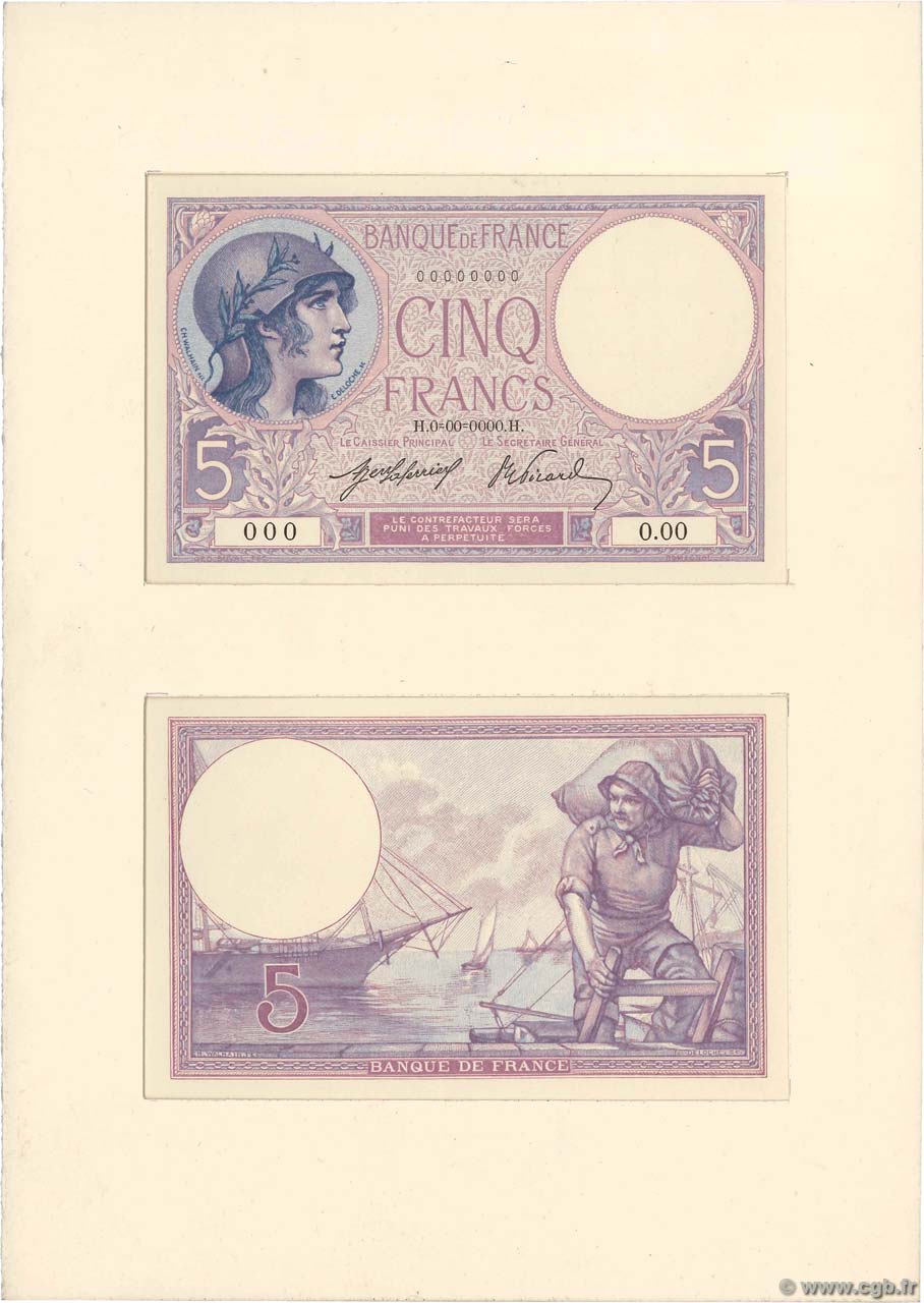 5 Francs FEMME CASQUÉE Épreuve FRANKREICH  1917 F.03.00Ec fST+