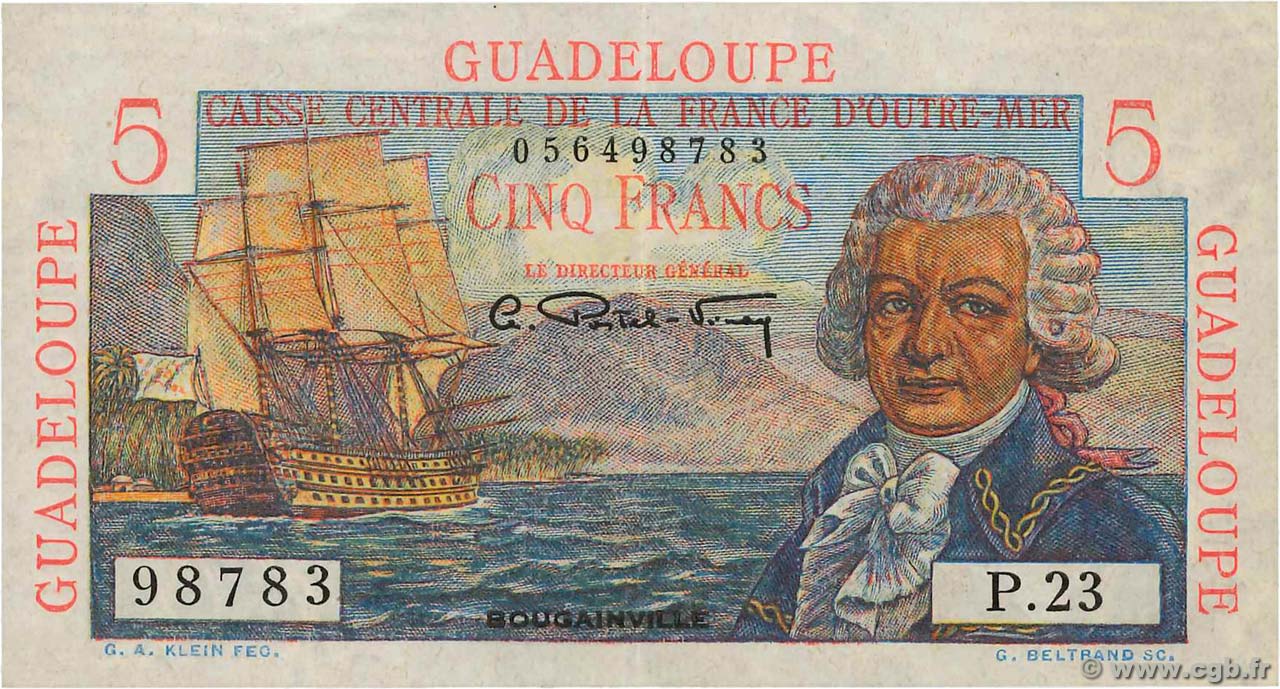 5 Francs Bougainville GUADELOUPE  1946 P.31 XF+