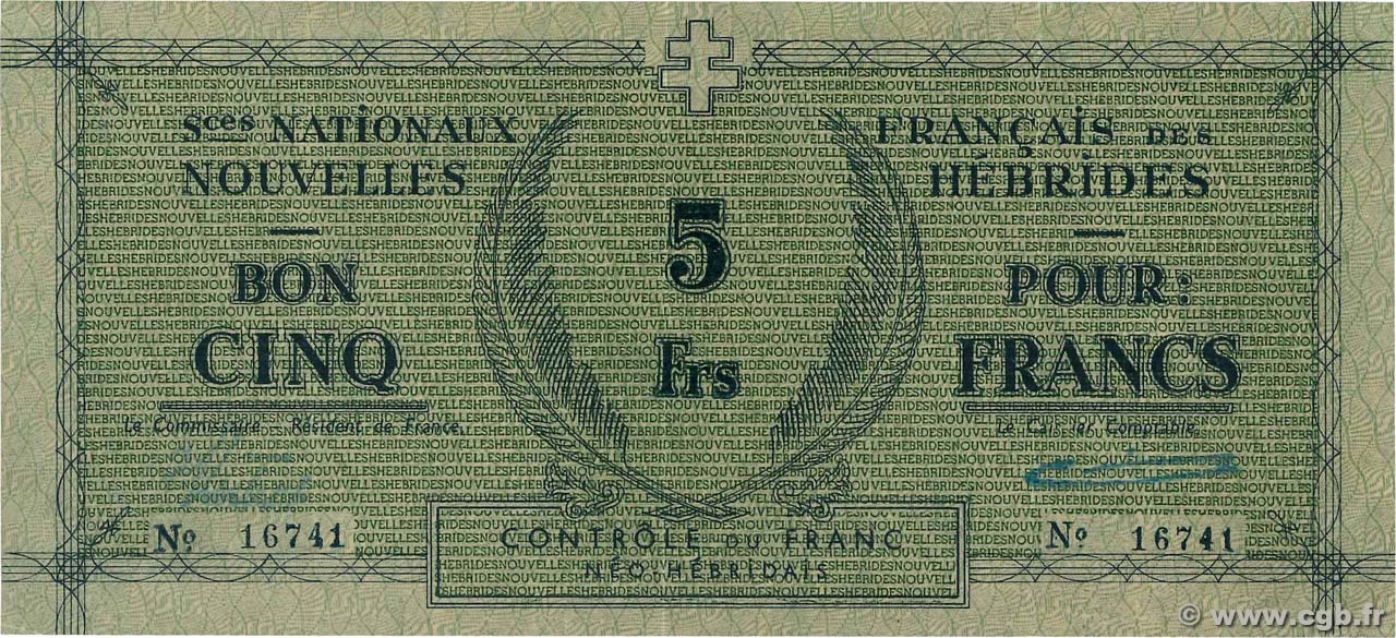 5 Francs NEUE HEBRIDEN  1943 P.01 VZ