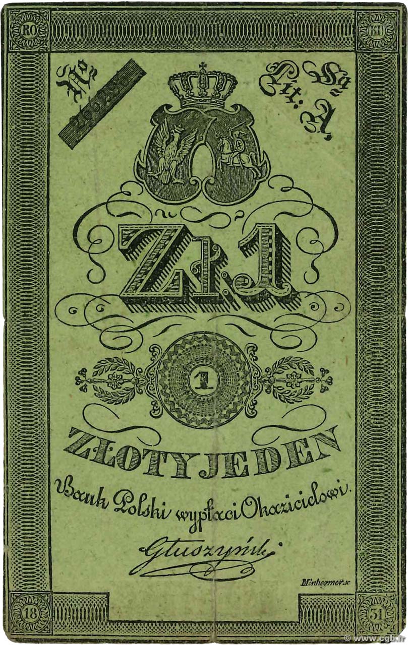 1 Zloty POLAND  1831 P.A22 F