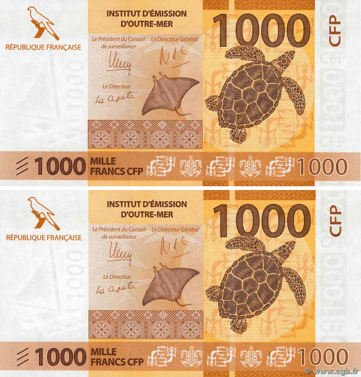 1000 Francs Consécutifs FRENCH PACIFIC TERRITORIES  2014 P.06 AU-