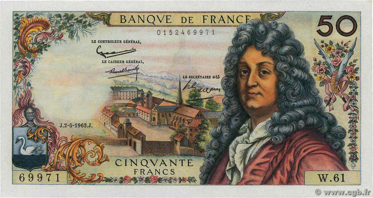 50 Francs RACINE FRANCIA  1963 F.64.05 SC+