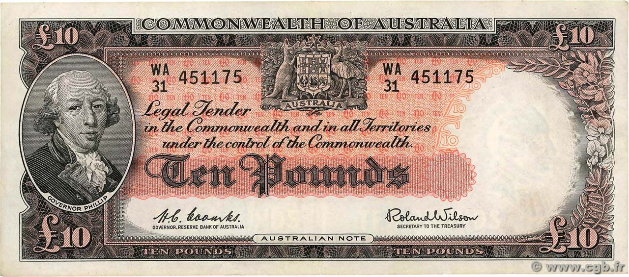 10 Pounds AUSTRALIA  1954 P.36a MBC+