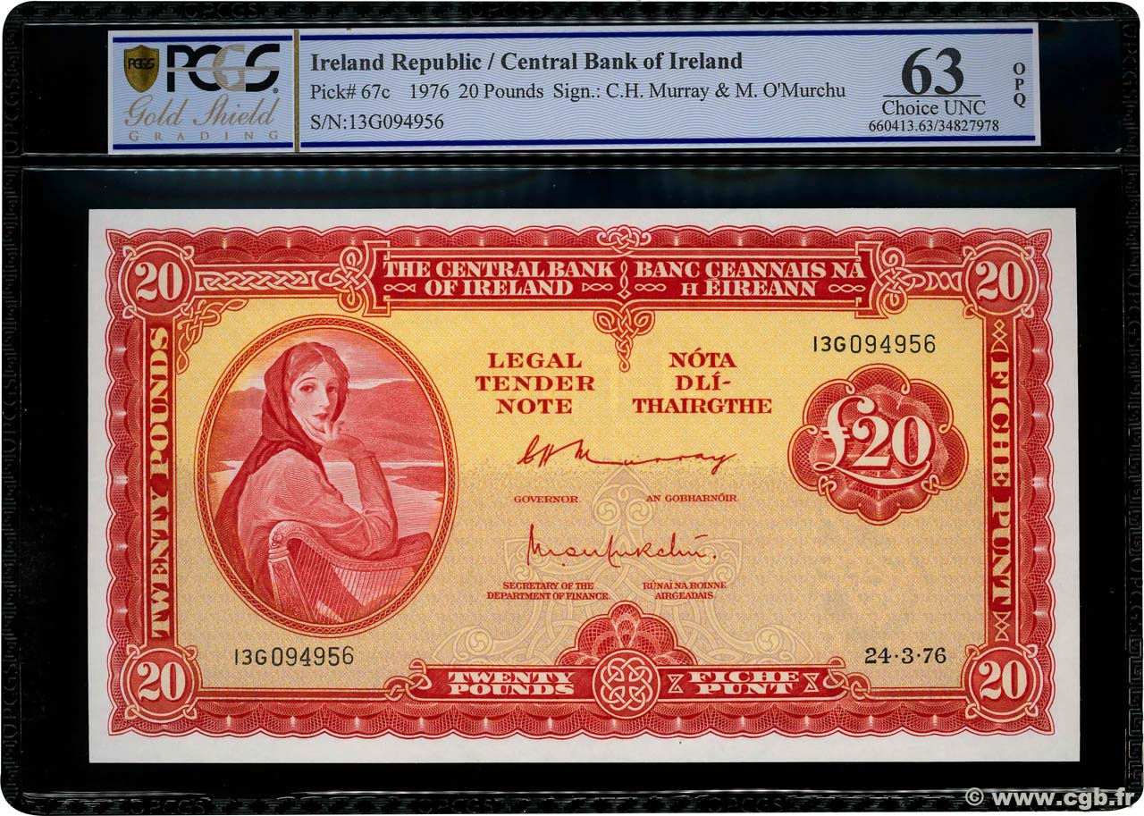 20 Pounds IRLANDA  1976 P.067c q.FDC