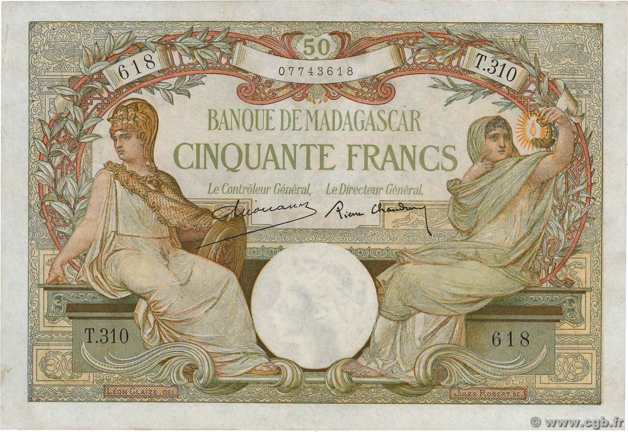 50 Francs MADAGASCAR  1937 P.038 SPL