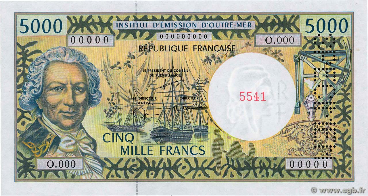 5000 Francs Spécimen POLYNÉSIE, TERRITOIRES D OUTRE MER  2005 P.03gs NEUF