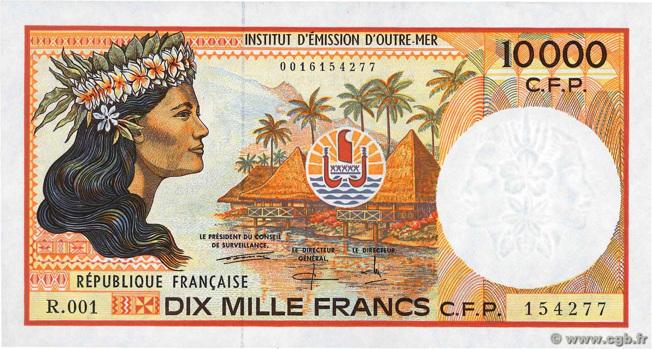 10000 Francs FRENCH PACIFIC TERRITORIES  1995 P.04b fST+