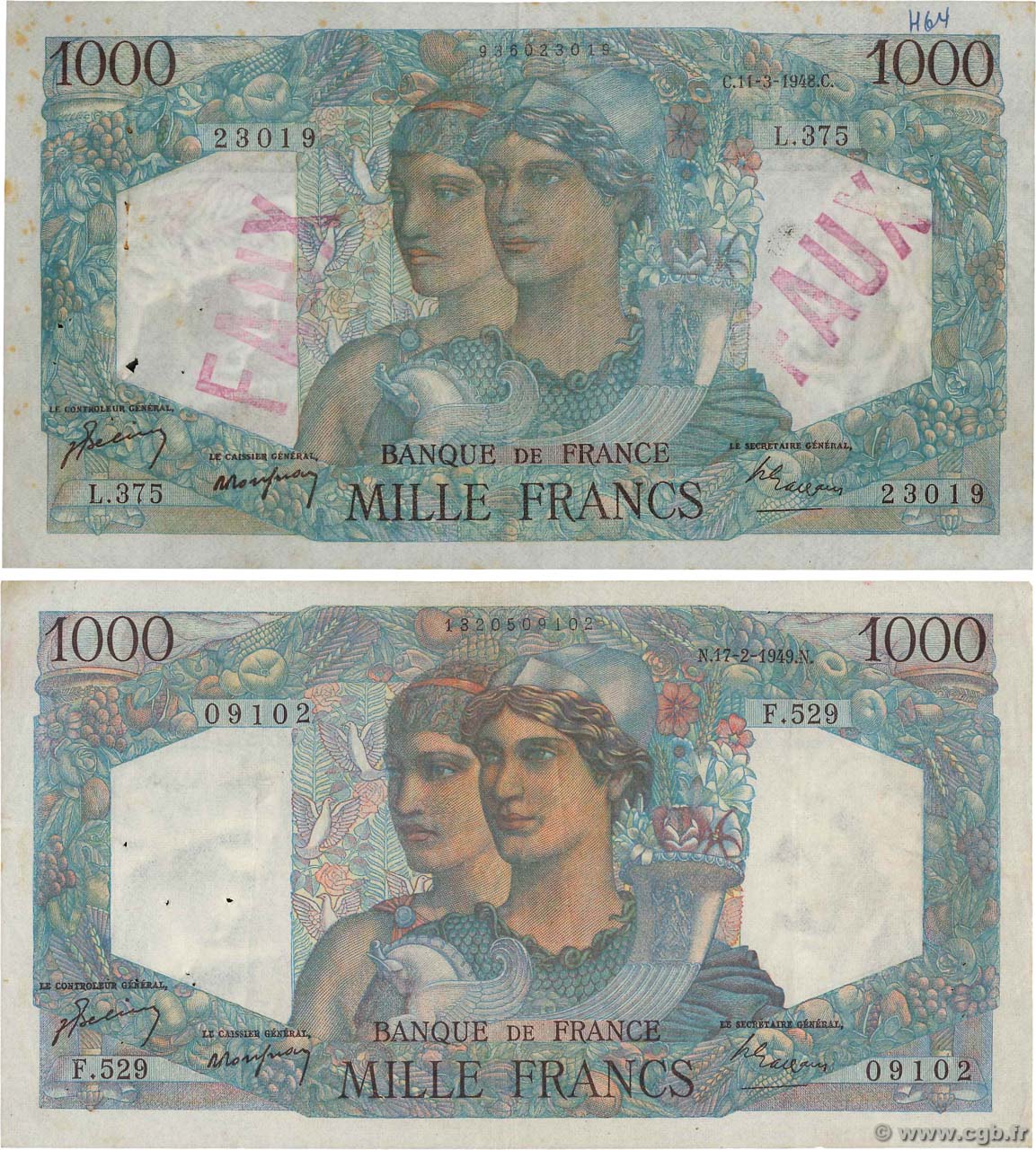 1000 Francs MINERVE ET HERCULE Faux FRANCE  1949 F.41.25 VF