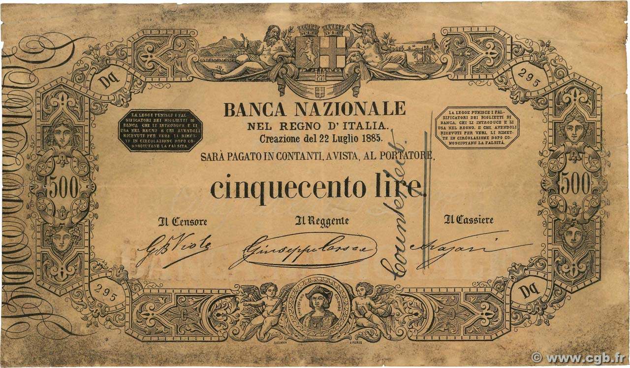 500 Lire Faux ITALIA  1885 PS.744 RC+