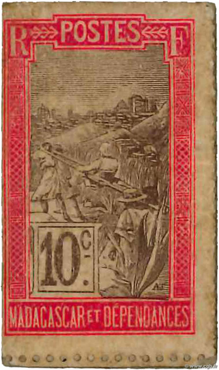 10 Centimes MADAGASCAR  1916 P.010 XF