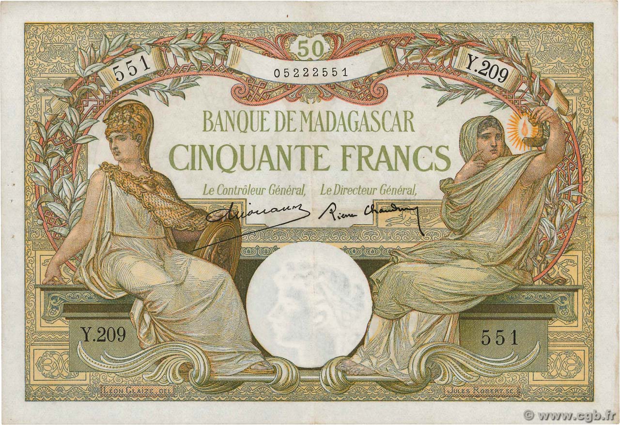 50 Francs MADAGASCAR  1937 P.038 VF