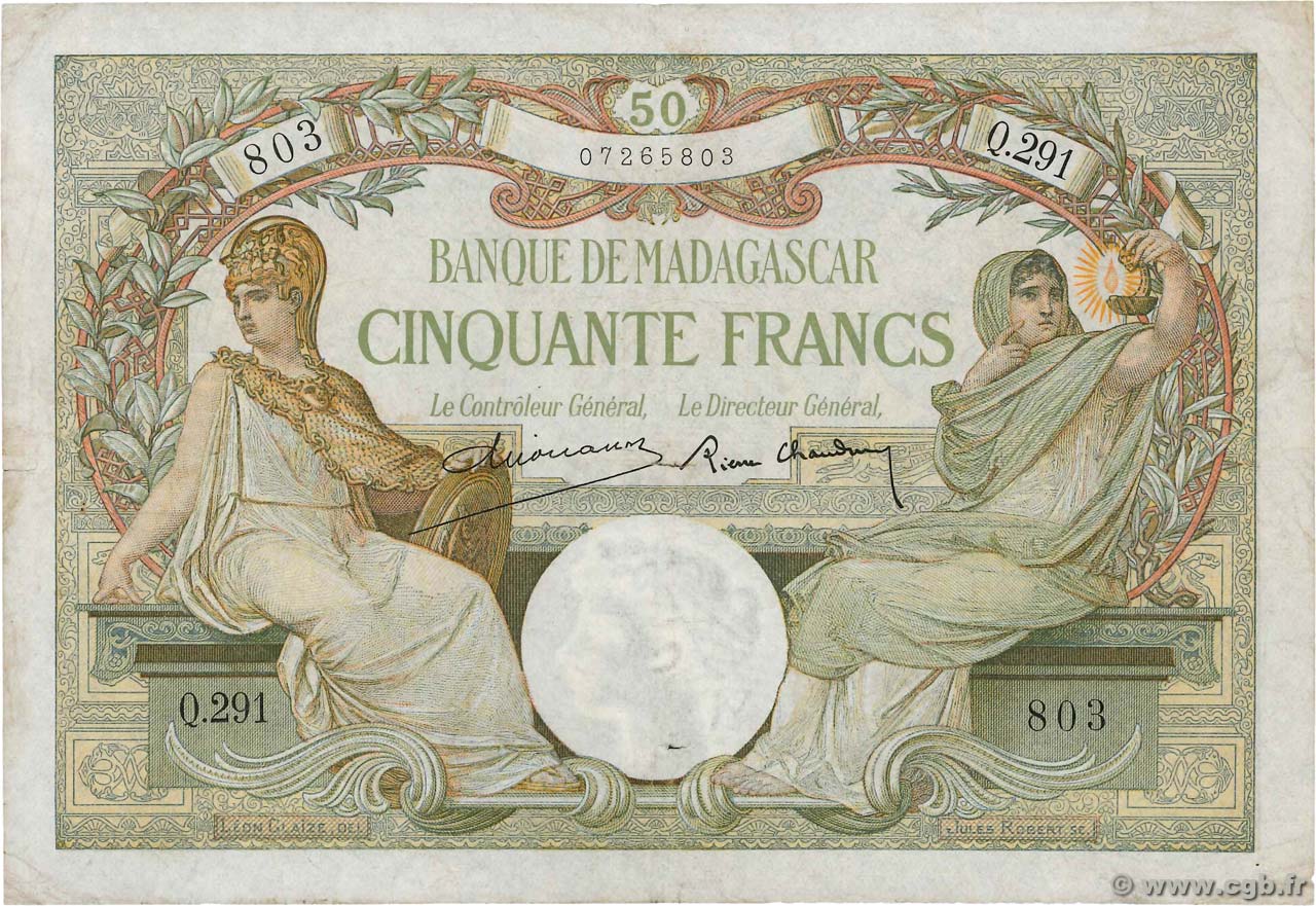 50 Francs MADAGASCAR  1937 P.038 VF-