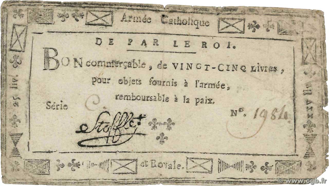 25 Livres FRANCIA  1794 Kol.062 q.MB