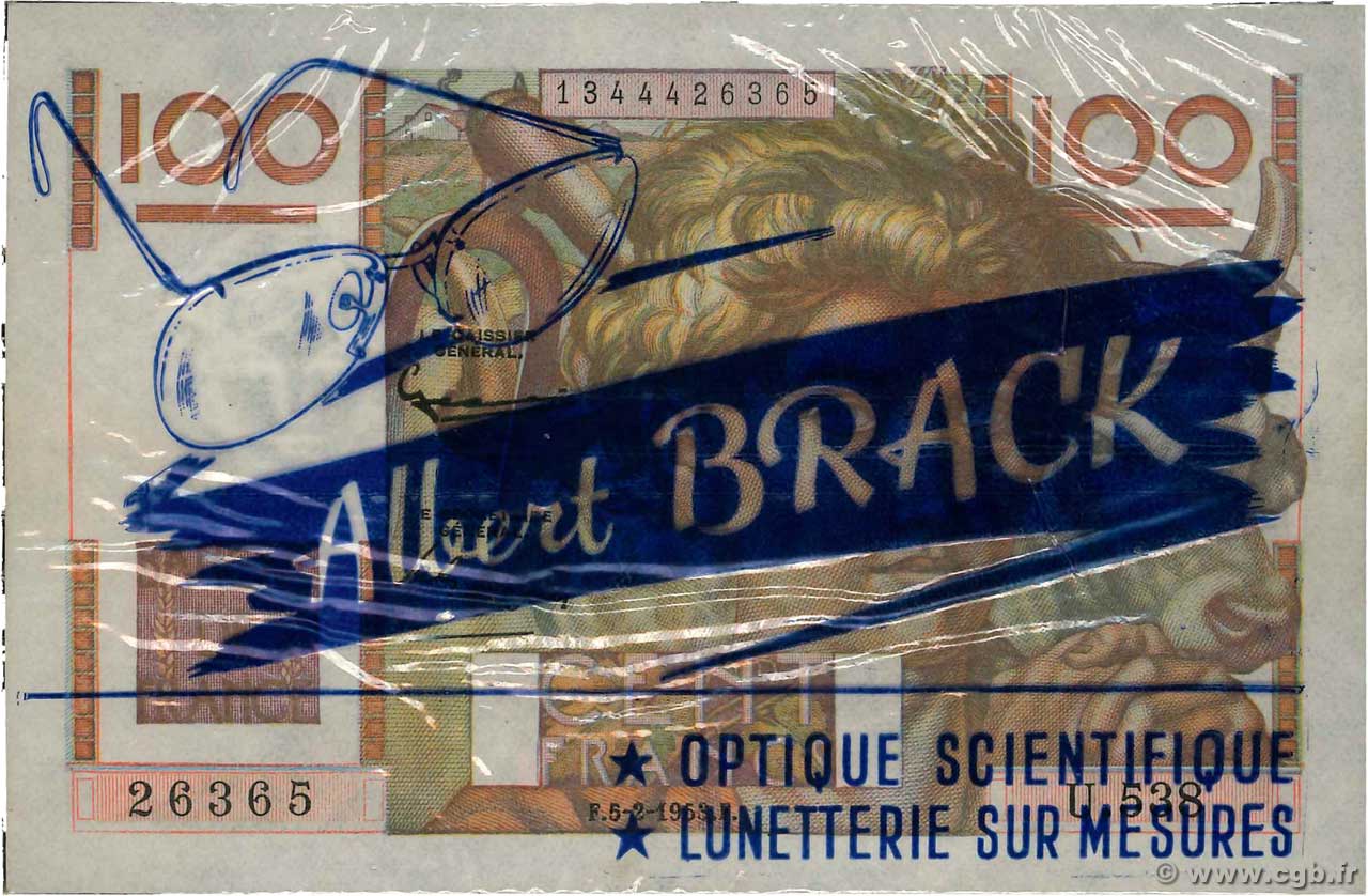 100 Francs JEUNE PAYSAN Publicitaire FRANCIA  1953 F.28.36 EBC