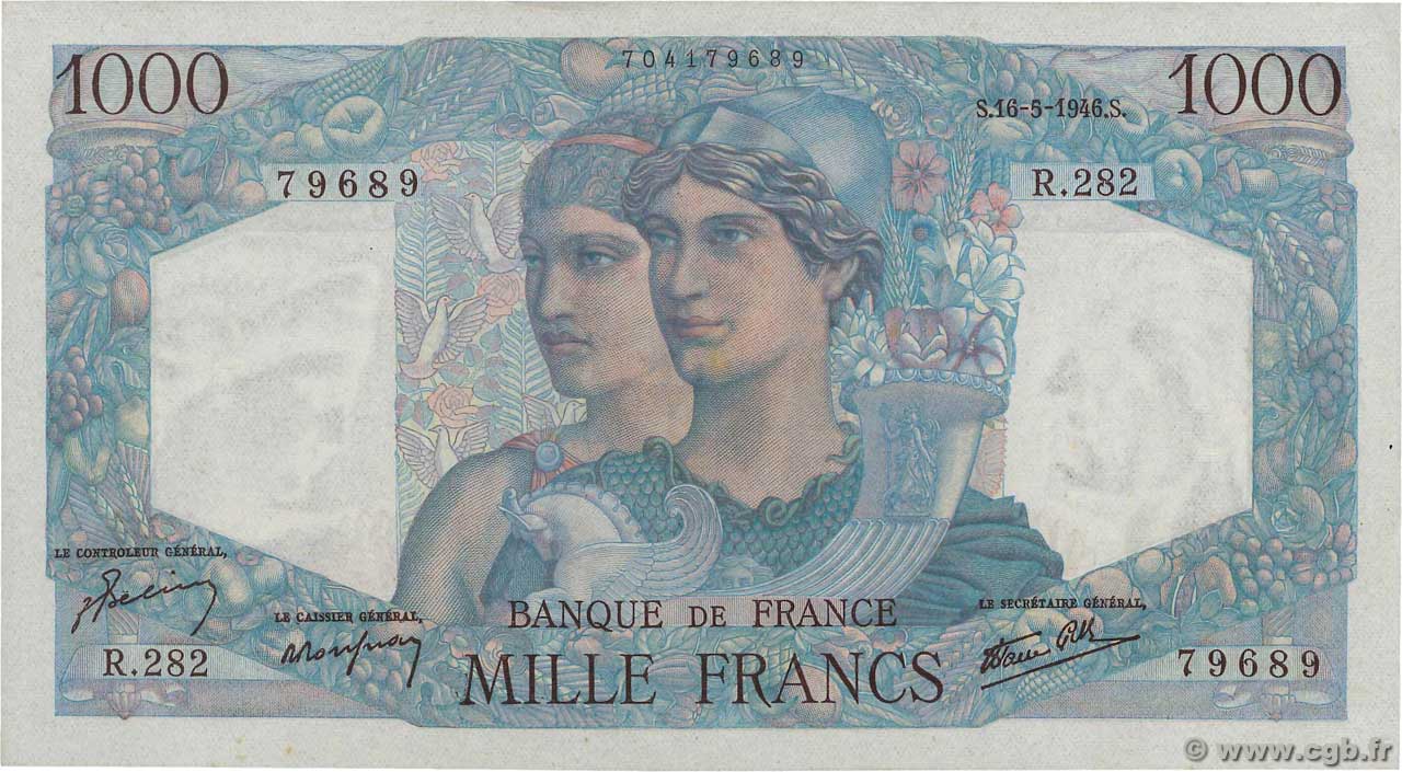 1000 Francs MINERVE ET HERCULE FRANCIA  1946 F.41.14 SC+