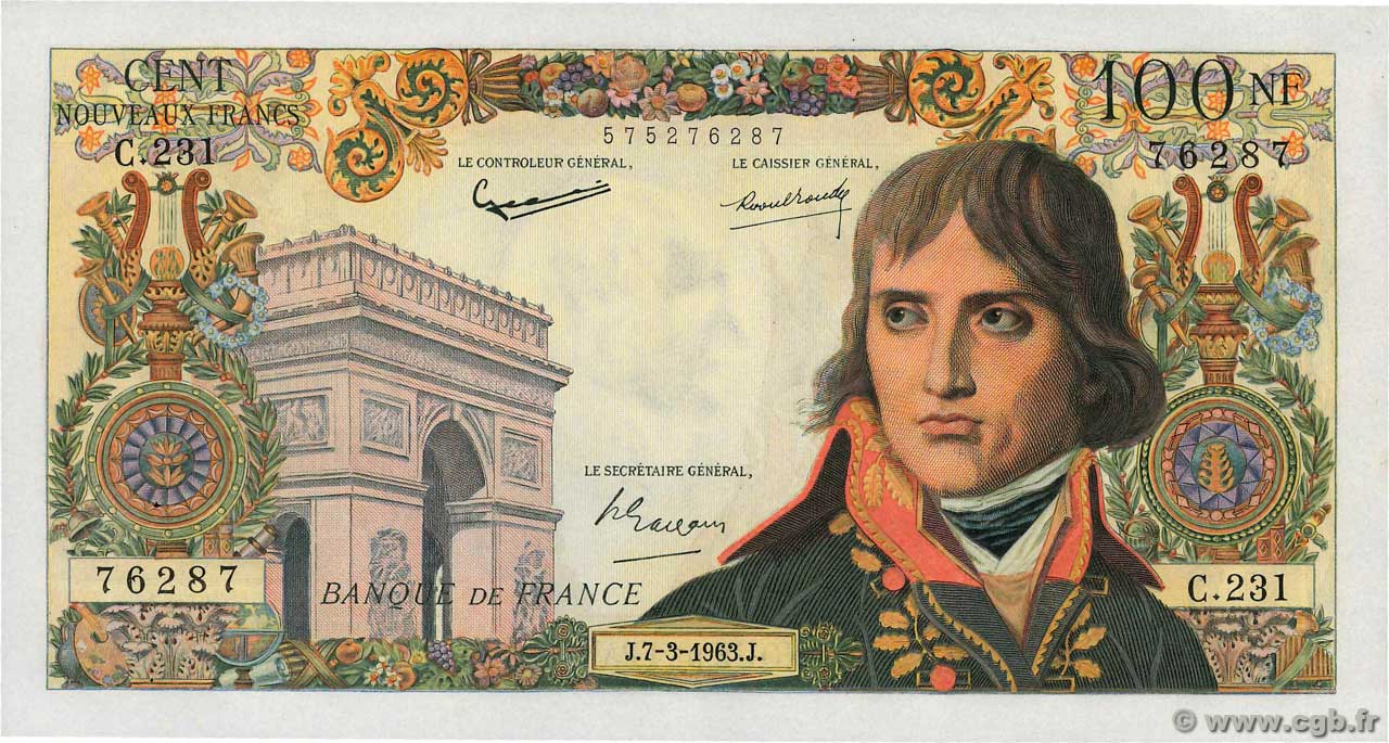 100 Nouveaux Francs BONAPARTE FRANCIA  1963 F.59.20 AU