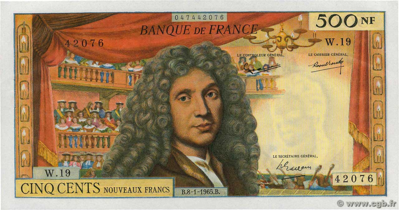 500 Nouveaux Francs MOLIÈRE FRANCIA  1965 F.60.08 SC