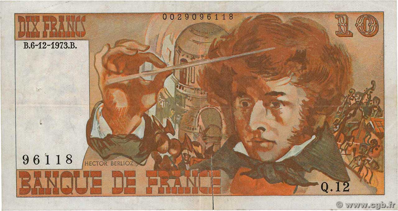 10 Francs BERLIOZ sans signatures FRANCIA  1978 F.63bis.01 q.BB